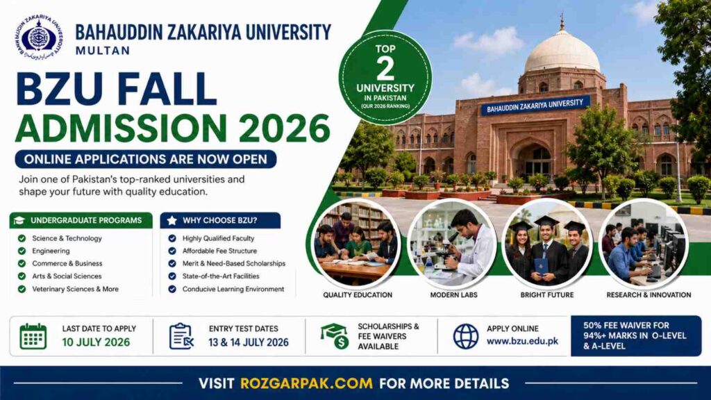 BZU Fall Admissions 2026 - Latest admissions and Apply Online