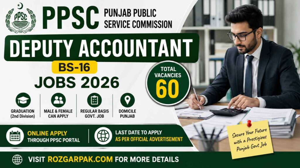 PPSC Deputy Accountant jobs 2026 - apply online